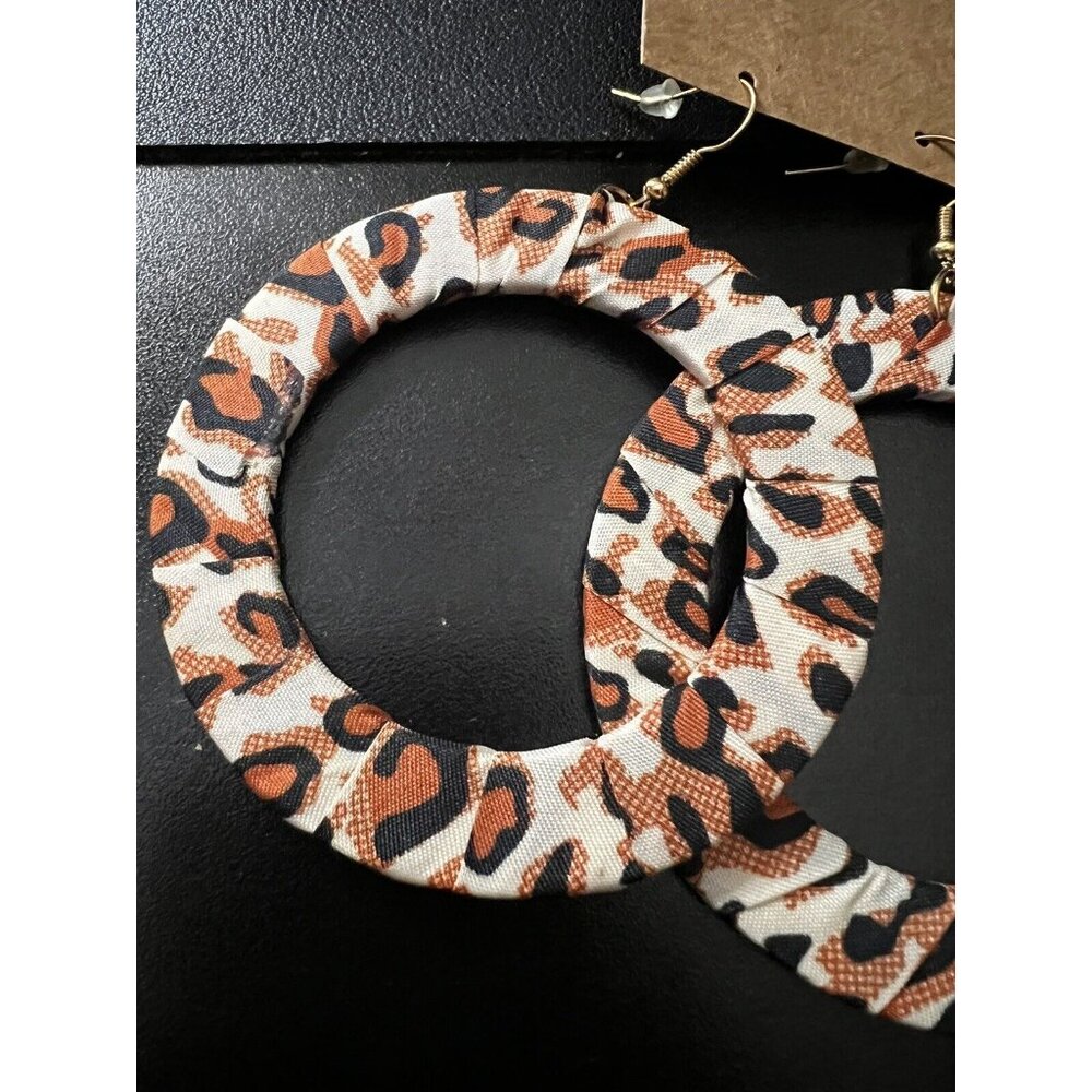 Animal Print Wrapped Hoops Round Dangle Drop Earrings